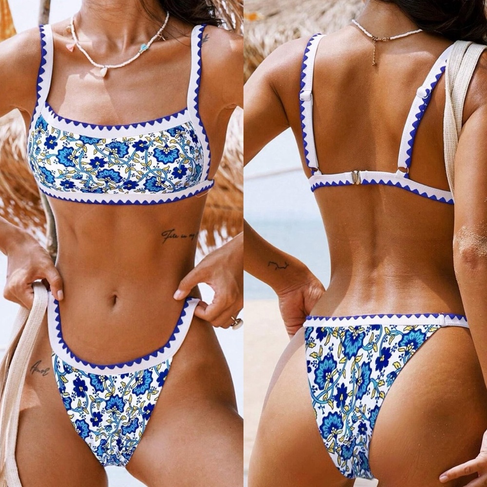 NWT Womens Sexy 2 Piece Set Bikini Floral Paisley Print Bikini Set‎ SIZE XS